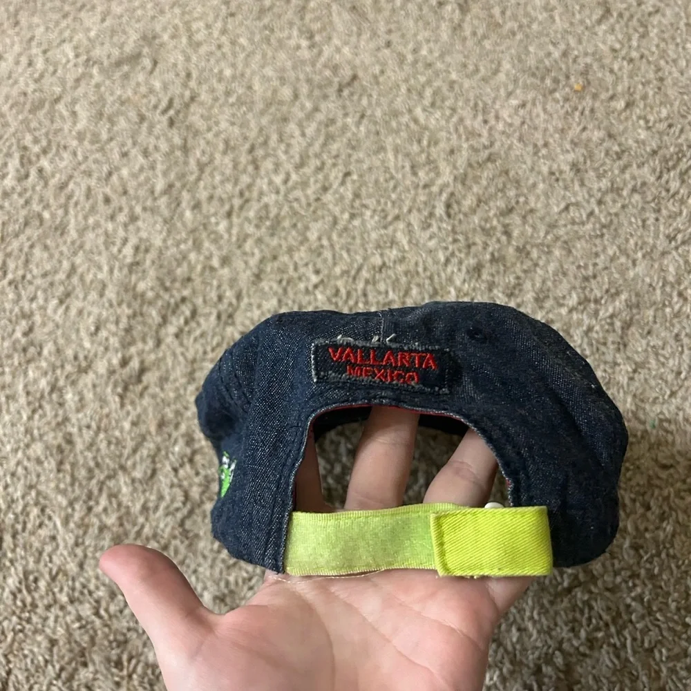Señor Frog's Navy Hat Lime Frog Patch Mexico Headwear Adjustable Men's Cap Red